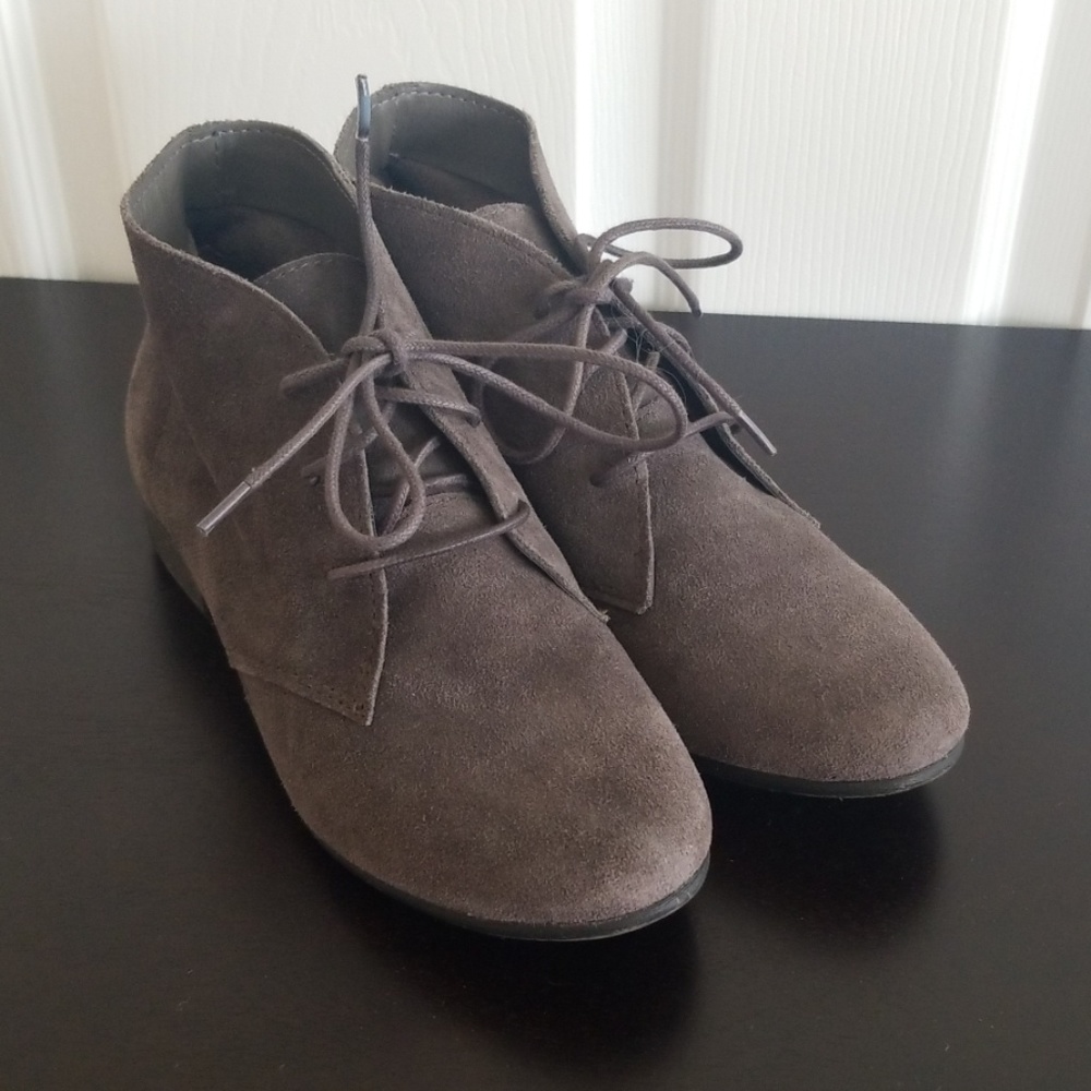 Dark Grey Leather Booties